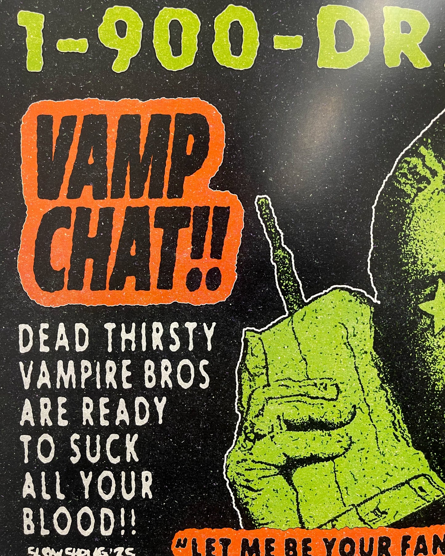Slow Shrug '1-900-DRAC' first edition print for spooky vampire lovers