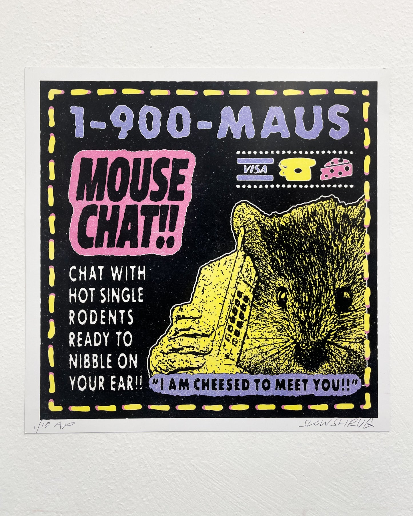 Slow Shrug '1-900-MAUS' first edition print for rodent lovers