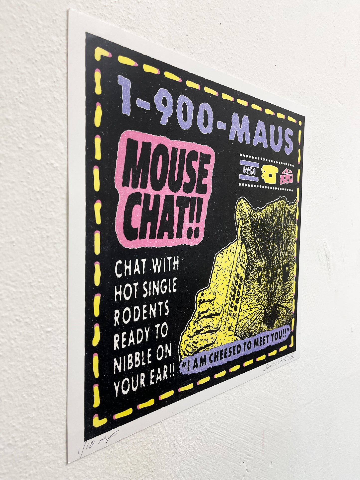 Slow Shrug '1-900-MAUS' first edition print for rodent lovers