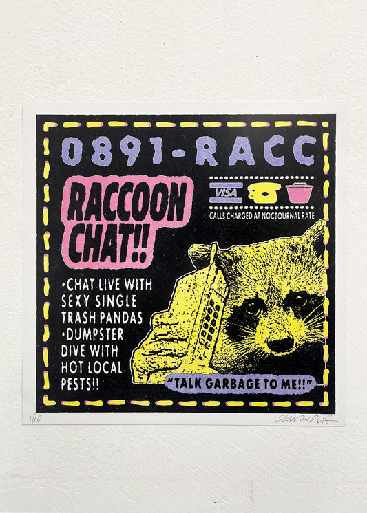 Slow Shrug '0891-RACC' first edition print for raccoon lovers