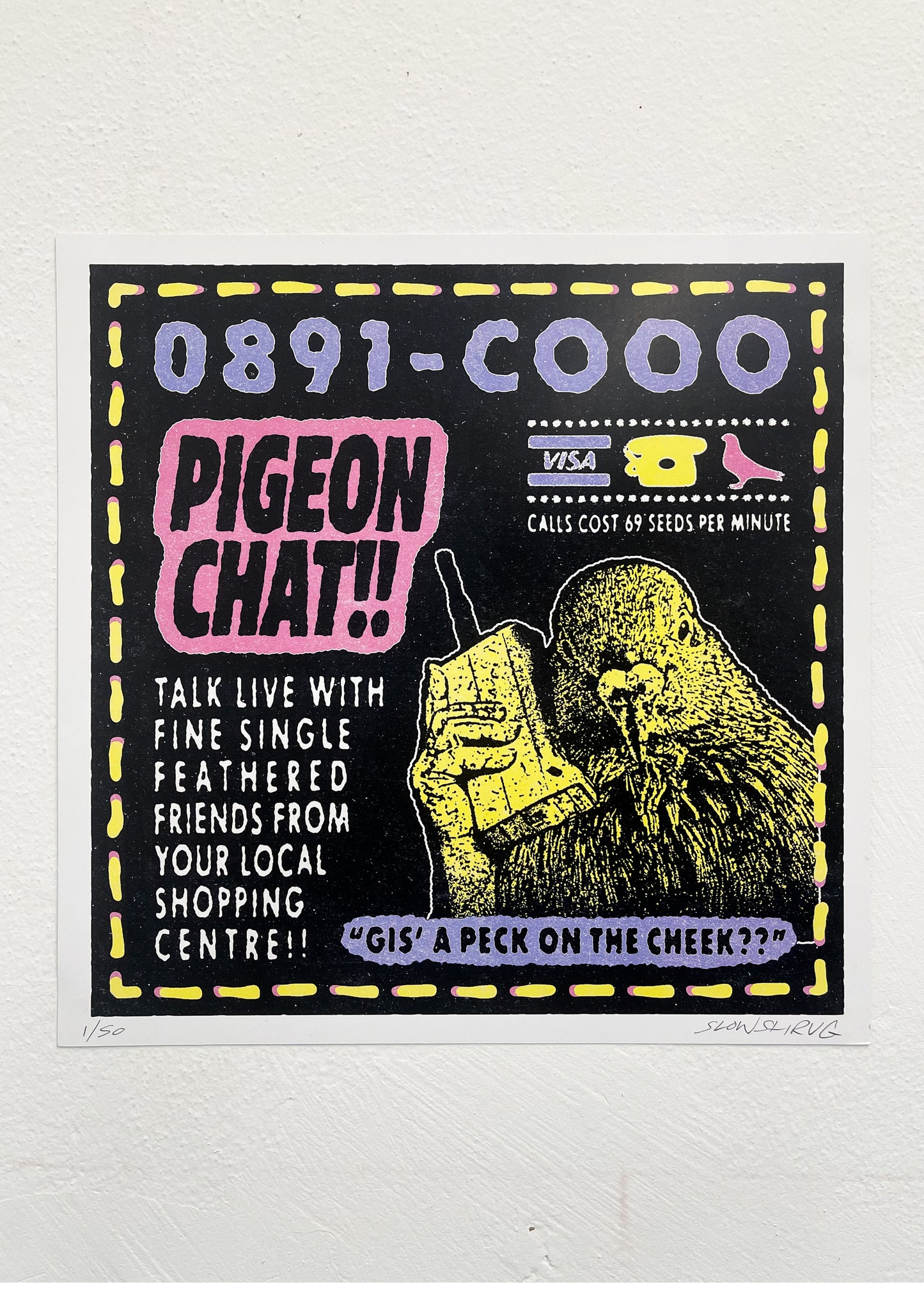 Slow Shrug '0891-COOO' first edition print for pigeon fanciers