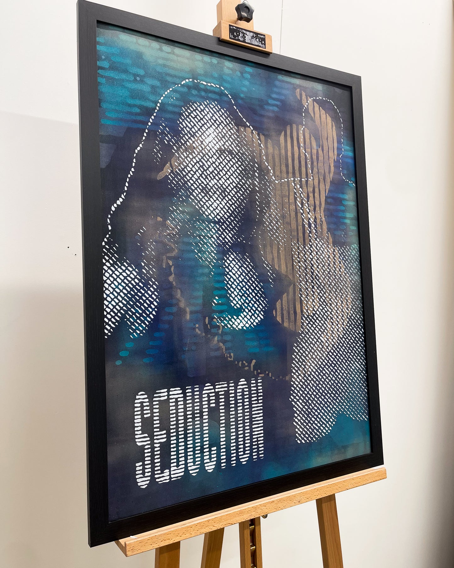 Sam Shrug 'Seduction Two, Blue' original jungle music imagery stencil piece on fine grain A1 300 GSM paper (unframed)