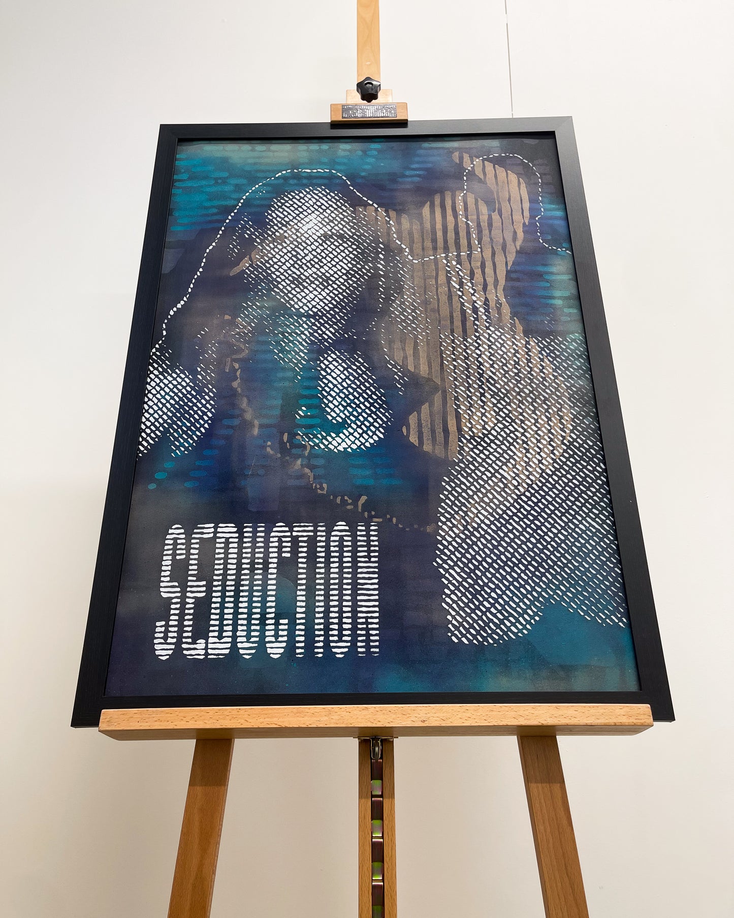 Sam Shrug 'Seduction Two, Blue' original jungle music imagery stencil piece on fine grain A1 300 GSM paper (unframed)